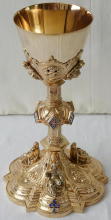 Solid silver gilt antique French Gothic Chalice.
